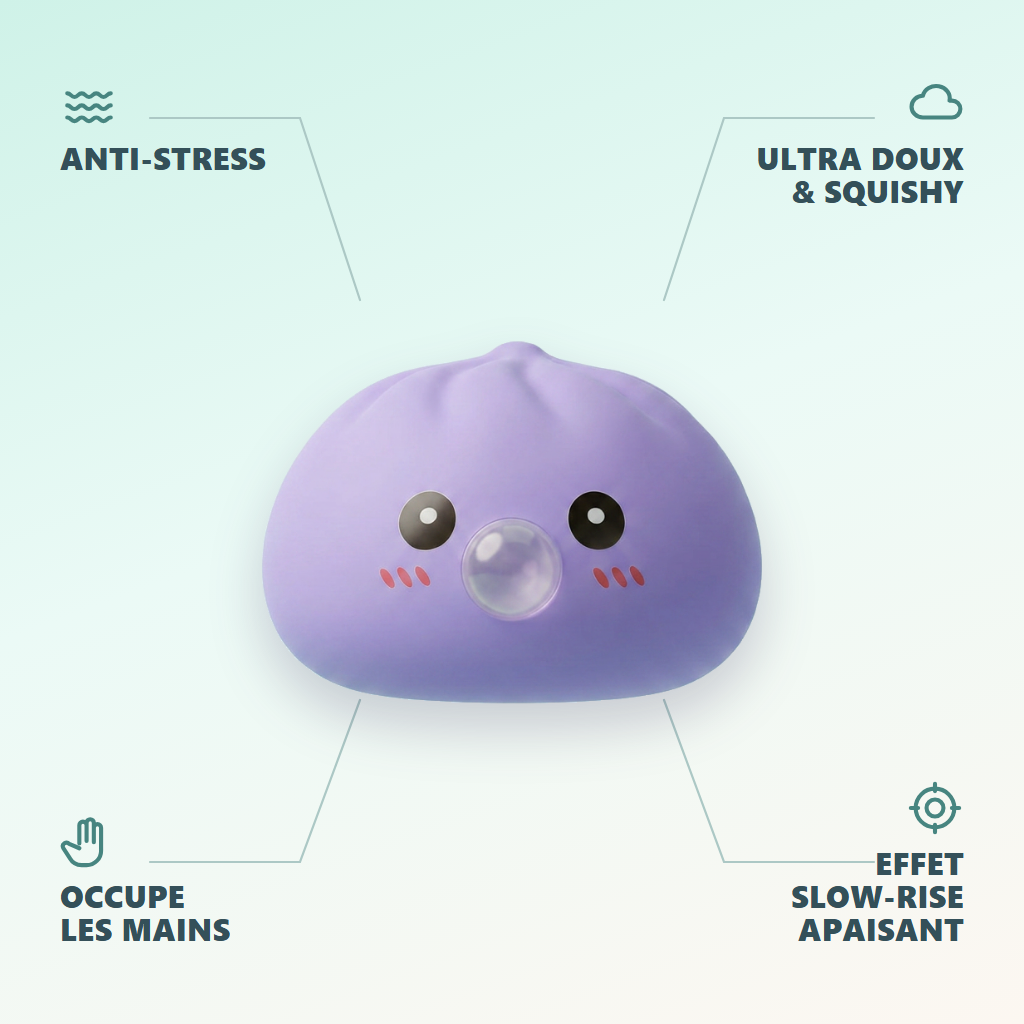 Big Dumpling Squishy Bleu Océan — anti-stress, ultra doux, effet slow-rise