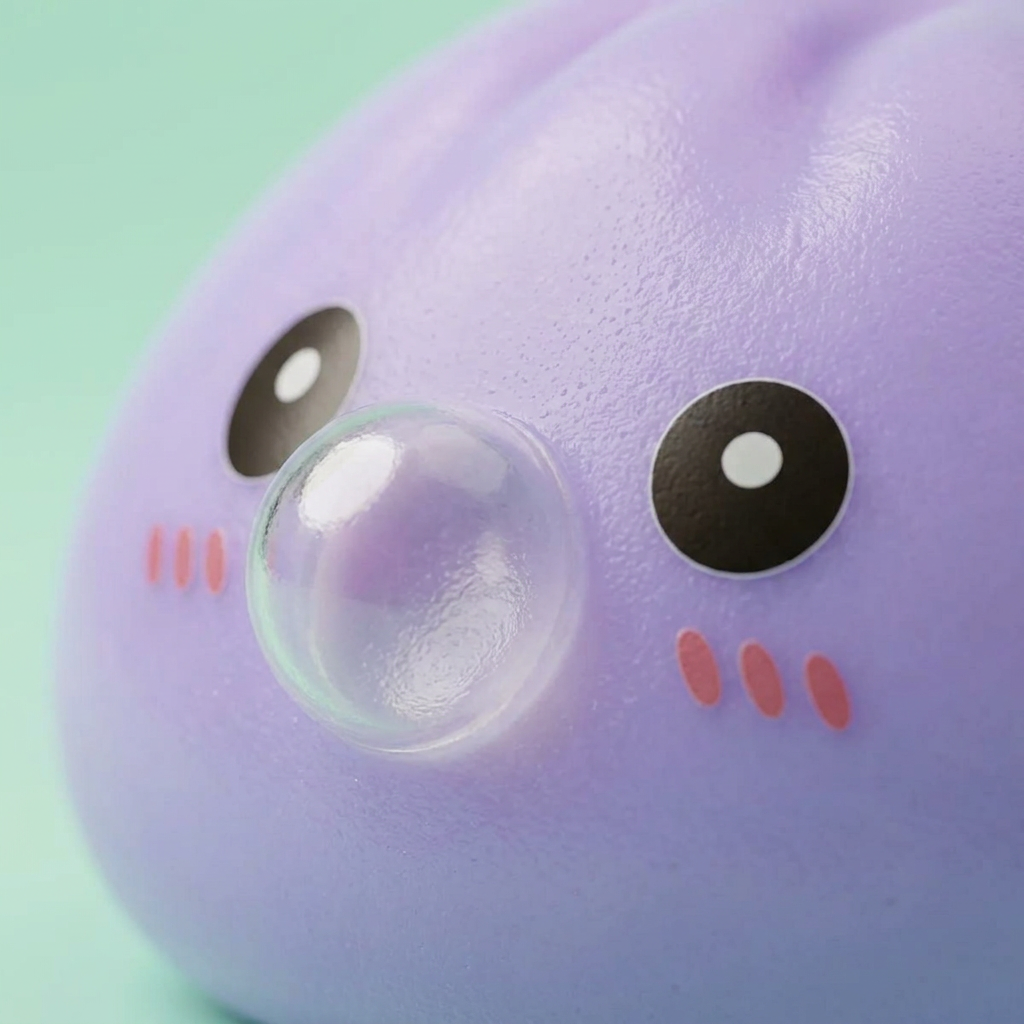 Big Dumpling Squishy Bleu Océan — gros plan macro sur la texture