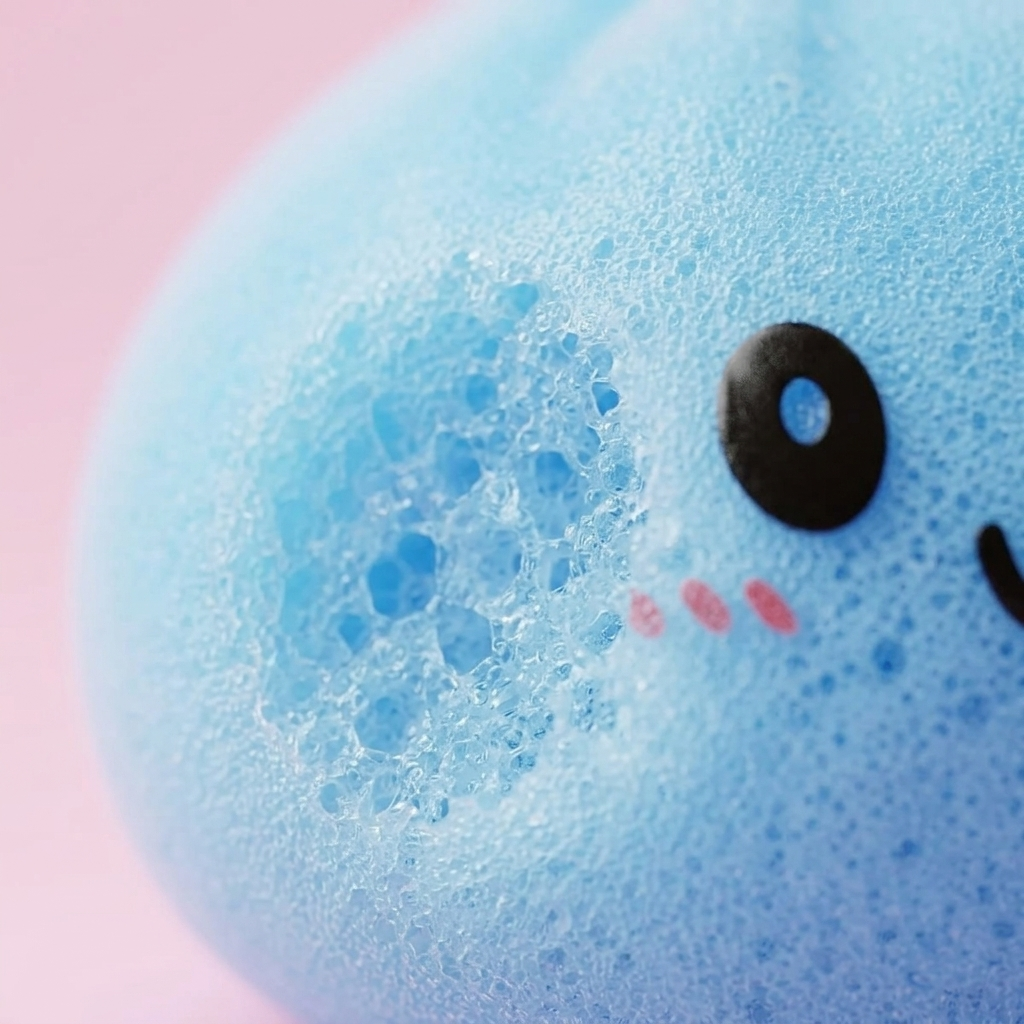 Dumpling Squishy Bleu Océan — gros plan macro sur la texture