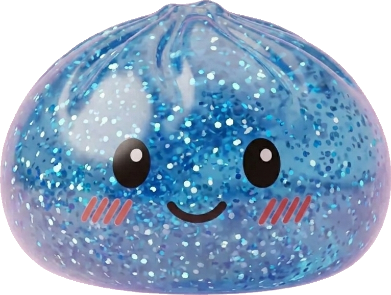 Glitter Dumpling Squishy Bleu Calme — squishy anti-stress slow-rise kawaii