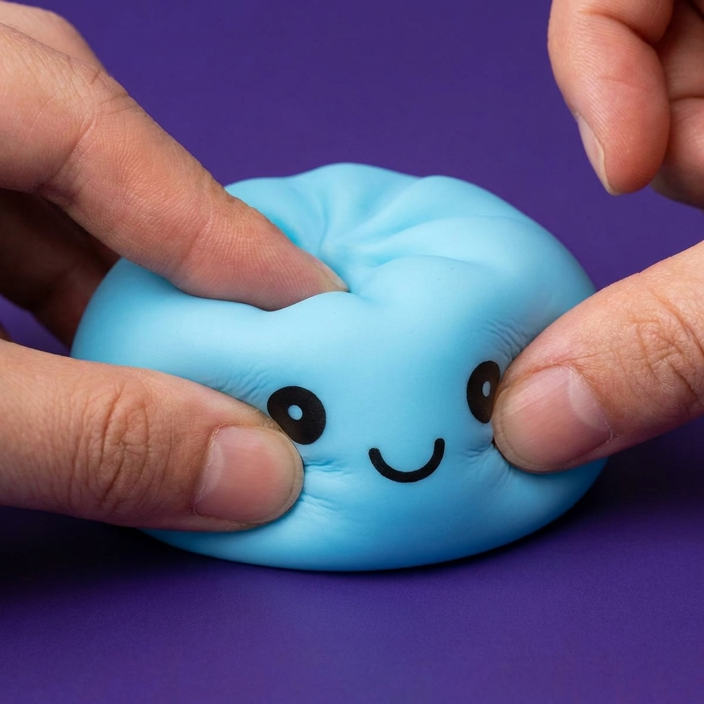 Veilleuse Dumpling Squishy Bleue Aurore pressé dans la main, matière squishy
