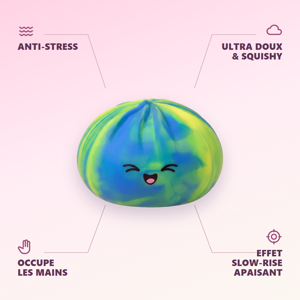 Rainbow Dumpling Squishy Multicolore — anti-stress, ultra doux, effet slow-rise