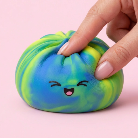 Rainbow Dumpling Squishy Multicolore pressé dans la main, matière squishy