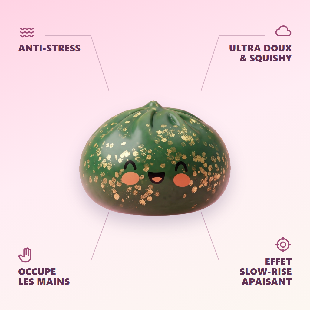 Dumpling Squishy Vert Émeraude Glitter — anti-stress, ultra doux, effet slow-rise