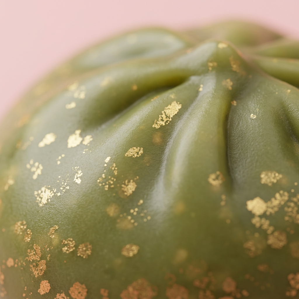 Dumpling Squishy Vert Émeraude Glitter — gros plan macro sur la texture