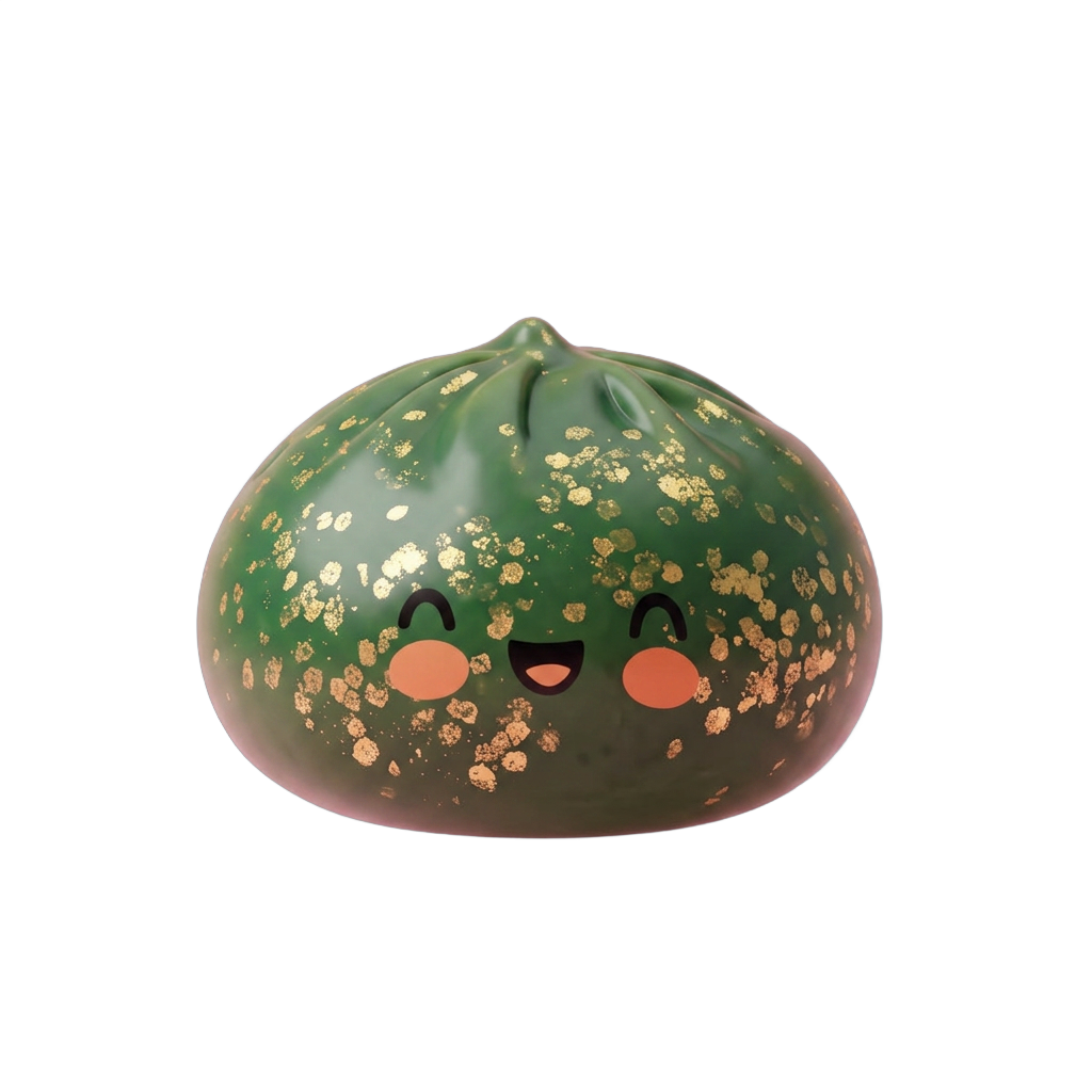 Dumpling Squishy Vert Émeraude Glitter — squishy anti-stress slow-rise kawaii
