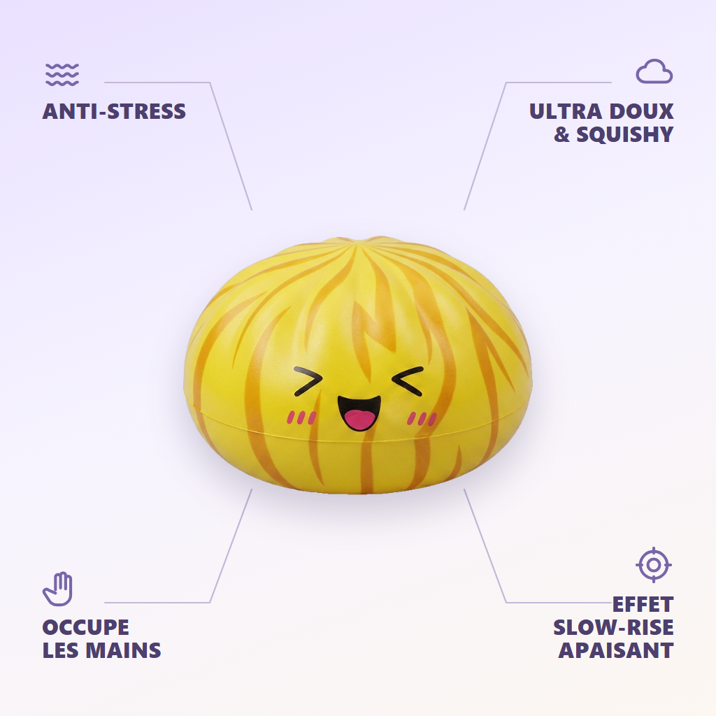 Dumpling Squishy Bun Mystère Moelleux — anti-stress, ultra doux, effet slow-rise