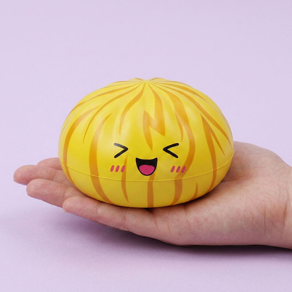 Dumpling Squishy Bun Mystère Moelleux tenu en main, taille réelle
