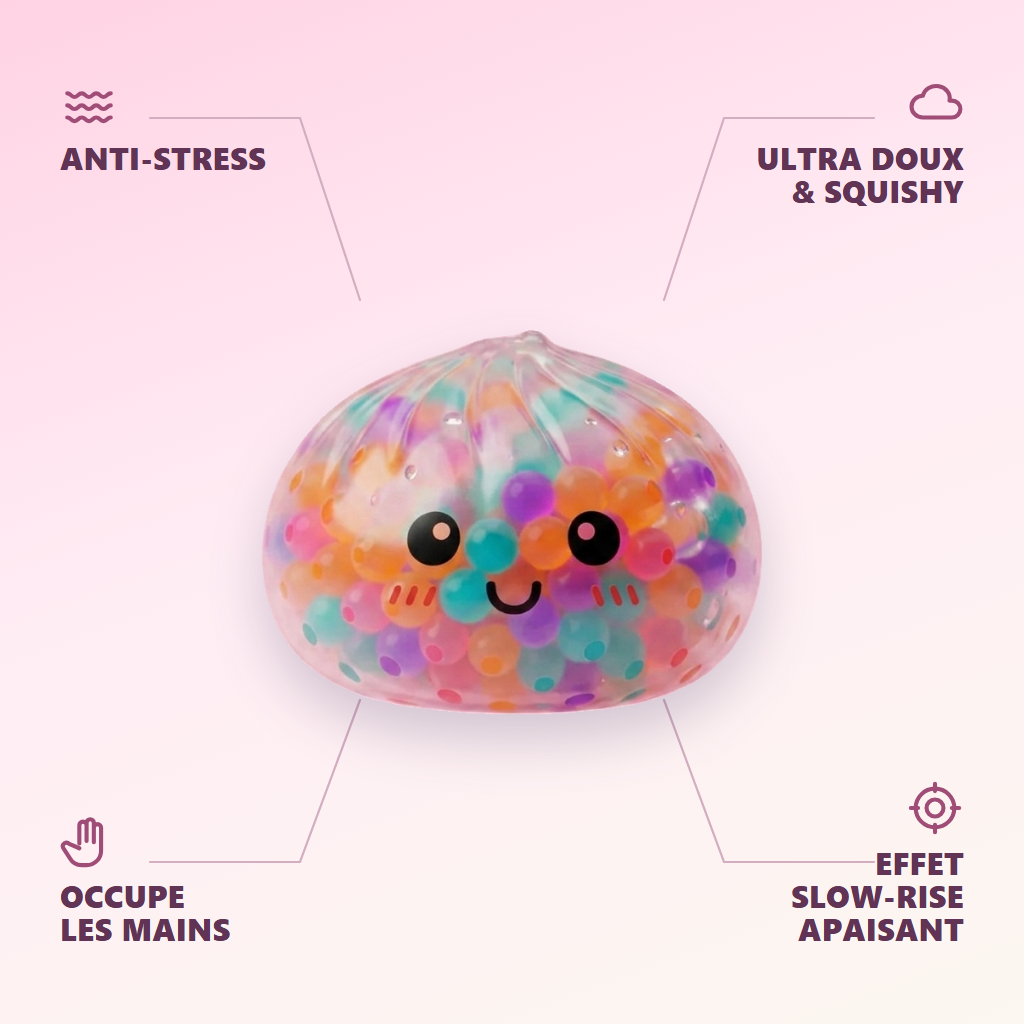 Squishy Dumpling Multicolore Bulles Douces — anti-stress, ultra doux, effet slow-rise