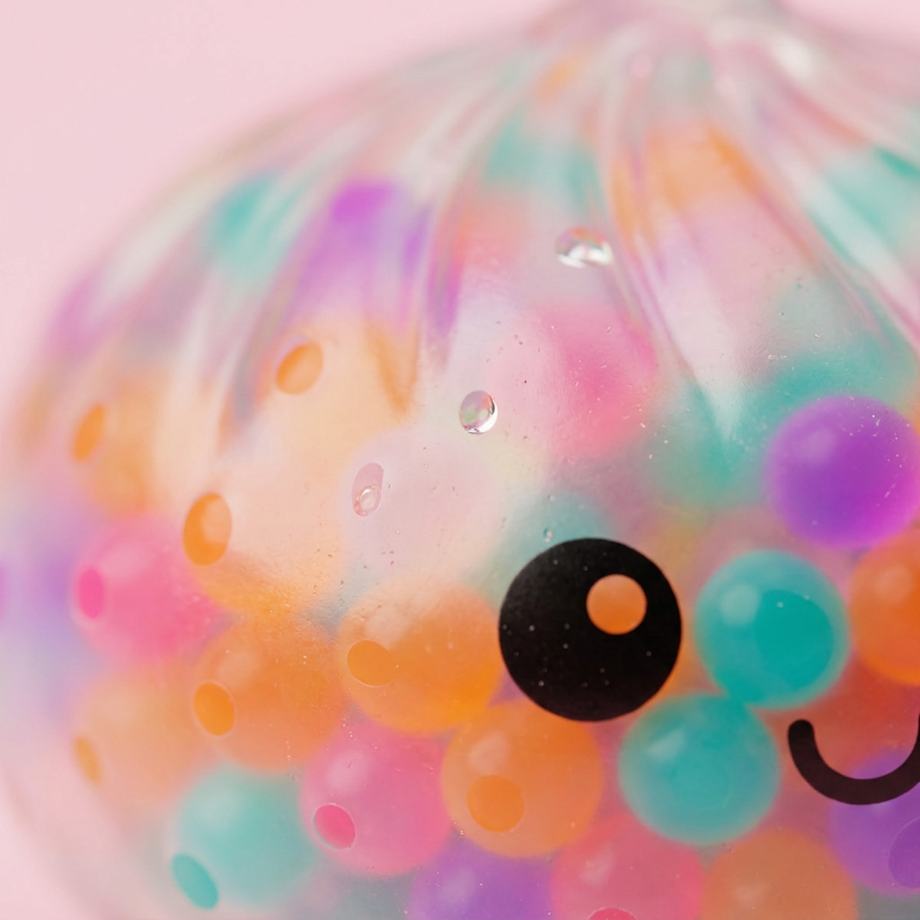 Squishy Dumpling Multicolore Bulles Douces — gros plan macro sur la texture