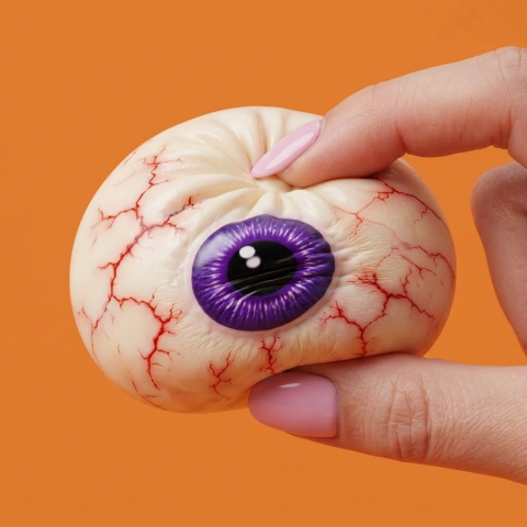 Squishy Dumpling Œil Halloween Effrayant pressé dans la main, matière squishy