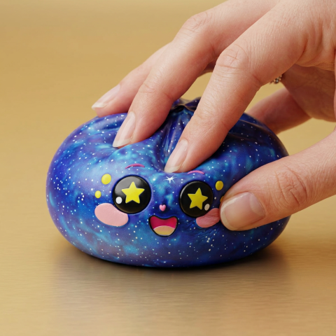 Galaxy Dumpling Squishy Cosmique Étoilé pressé dans la main, matière squishy