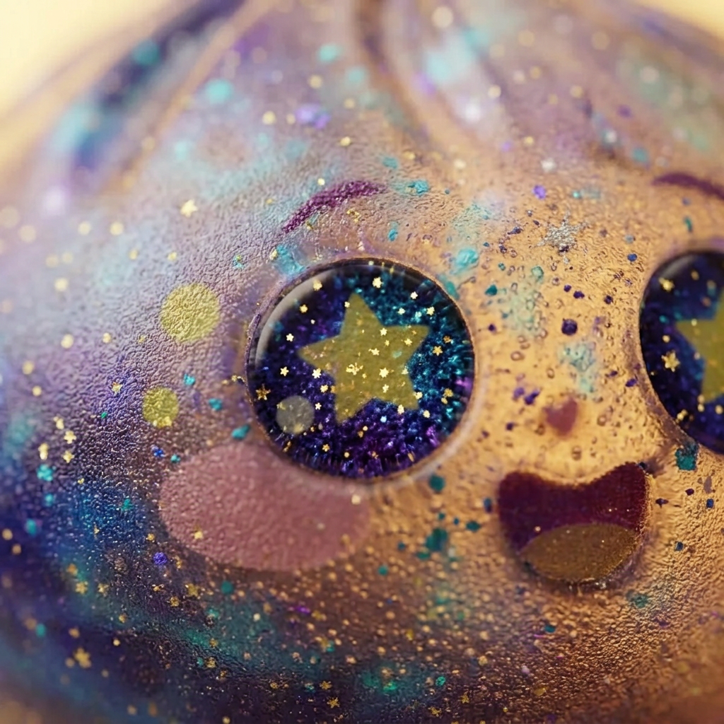 Galaxy Dumpling Squishy Cosmique Étoilé — gros plan macro sur la texture