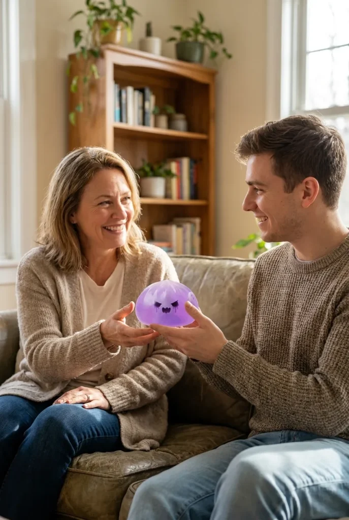Squishy Dumpling Fantôme Boo offert en cadeau entre deux personnes