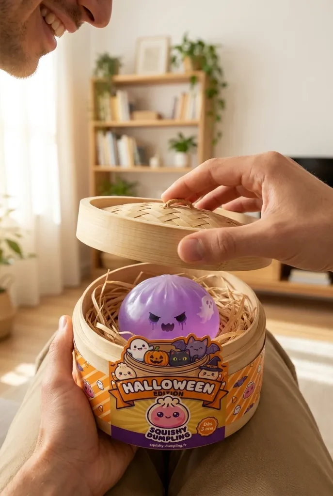 Déballage du Squishy Dumpling Fantôme Boo — la boîte panier vapeur s'ouvre
