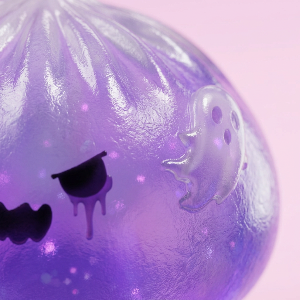Squishy Dumpling Fantôme Boo — gros plan macro sur la texture