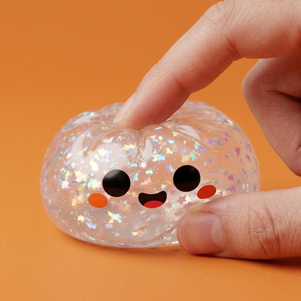 Squishy Dumpling Fantôme Glitter Halloween pressé dans la main, matière squishy