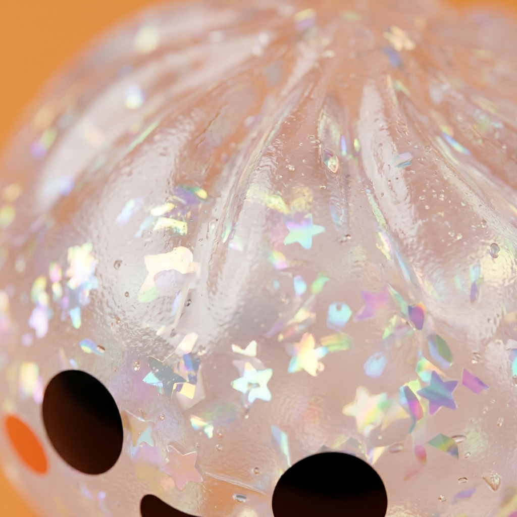 Squishy Dumpling Fantôme Glitter Halloween — gros plan macro sur la texture