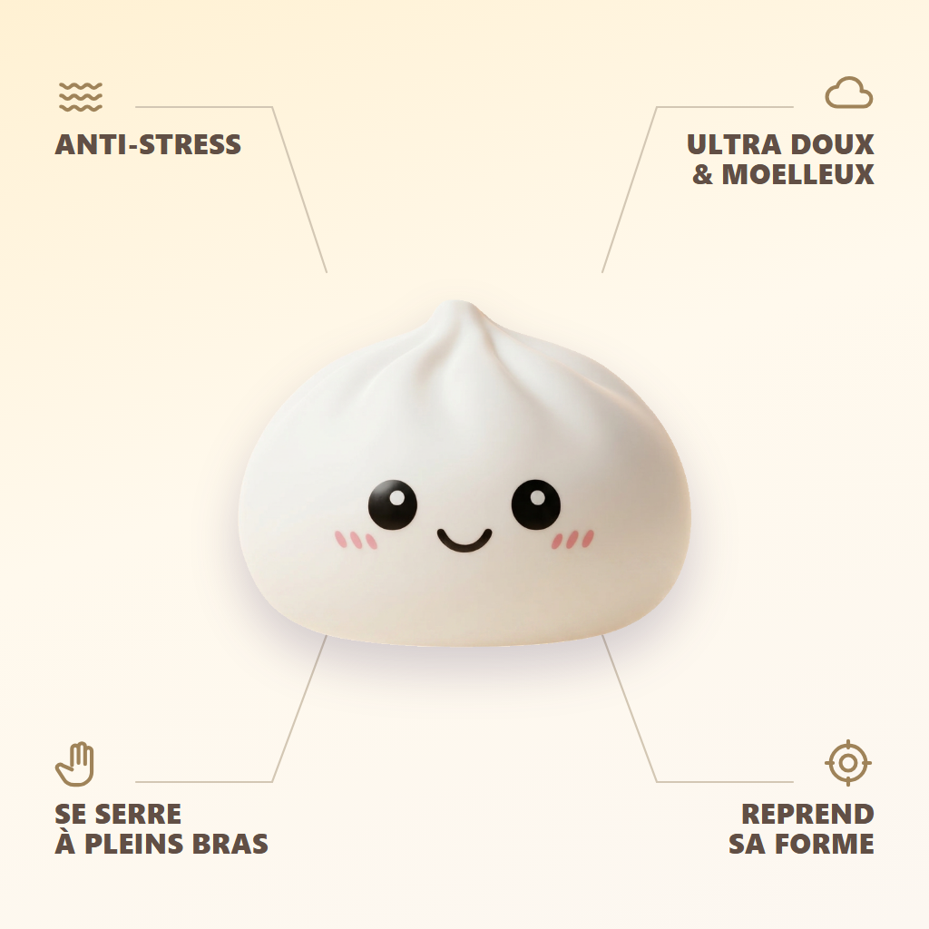Giant Dumpling Squishy Jouet XXL — anti-stress, ultra doux et moelleux
