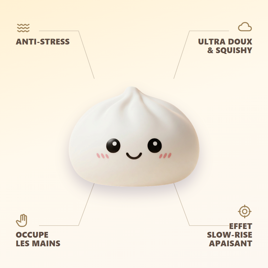 Giant Dumpling Squishy Jouet XXL — anti-stress, ultra doux, effet slow-rise