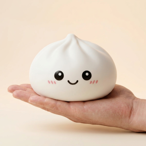Giant Dumpling Squishy Jouet XXL tenu en main, taille réelle