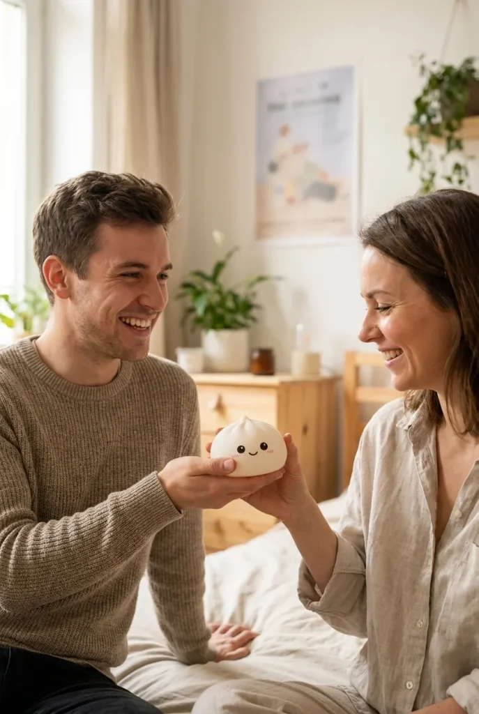 Giant Dumpling Squishy Jouet XXL offert en cadeau entre deux personnes