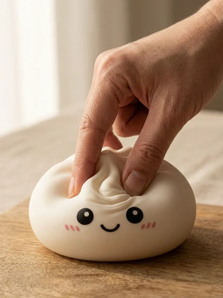 Giant Dumpling Squishy Jouet XXL pressé dans la main — effet squishy slow-rise
