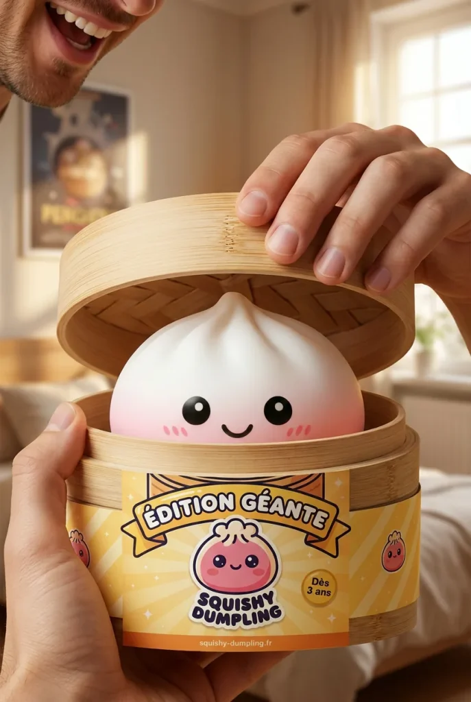 Déballage du Giant Dumpling Squishy Jouet XXL — la boîte panier vapeur s'ouvre