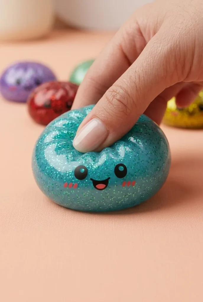 Glitter Dumpling Squishy Set De 6 pressé dans la main — effet squishy slow-rise
