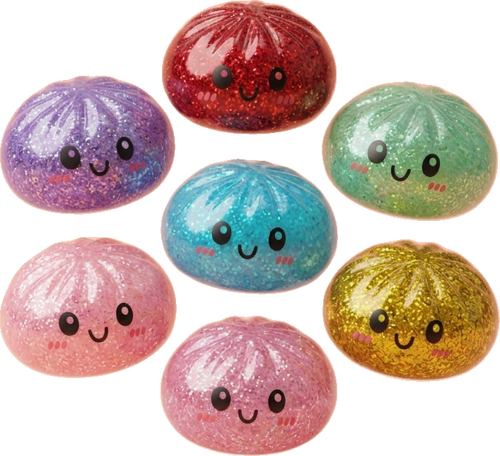 Glitter Dumpling Squishy Set De 6 — squishy anti-stress slow-rise kawaii