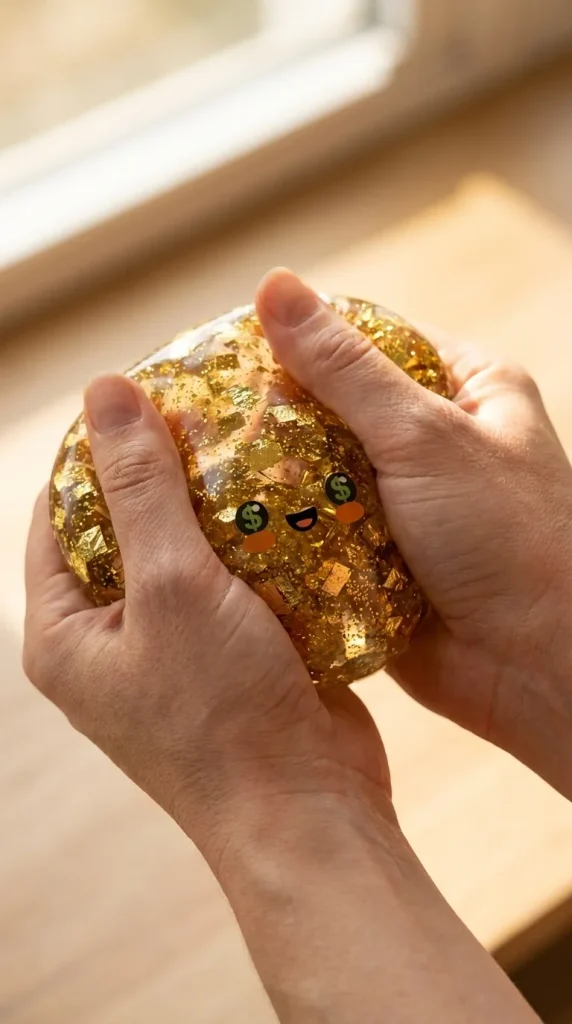 Gold Dumpling Squishy Édition Rare pressé dans la main — effet squishy slow-rise