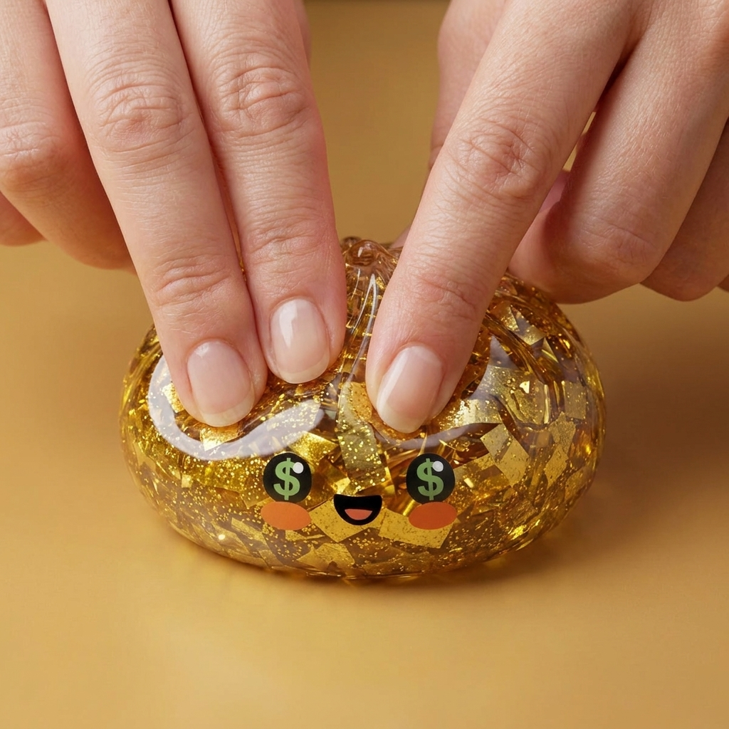 Gold Dumpling Squishy Édition Rare pressé dans la main, matière squishy