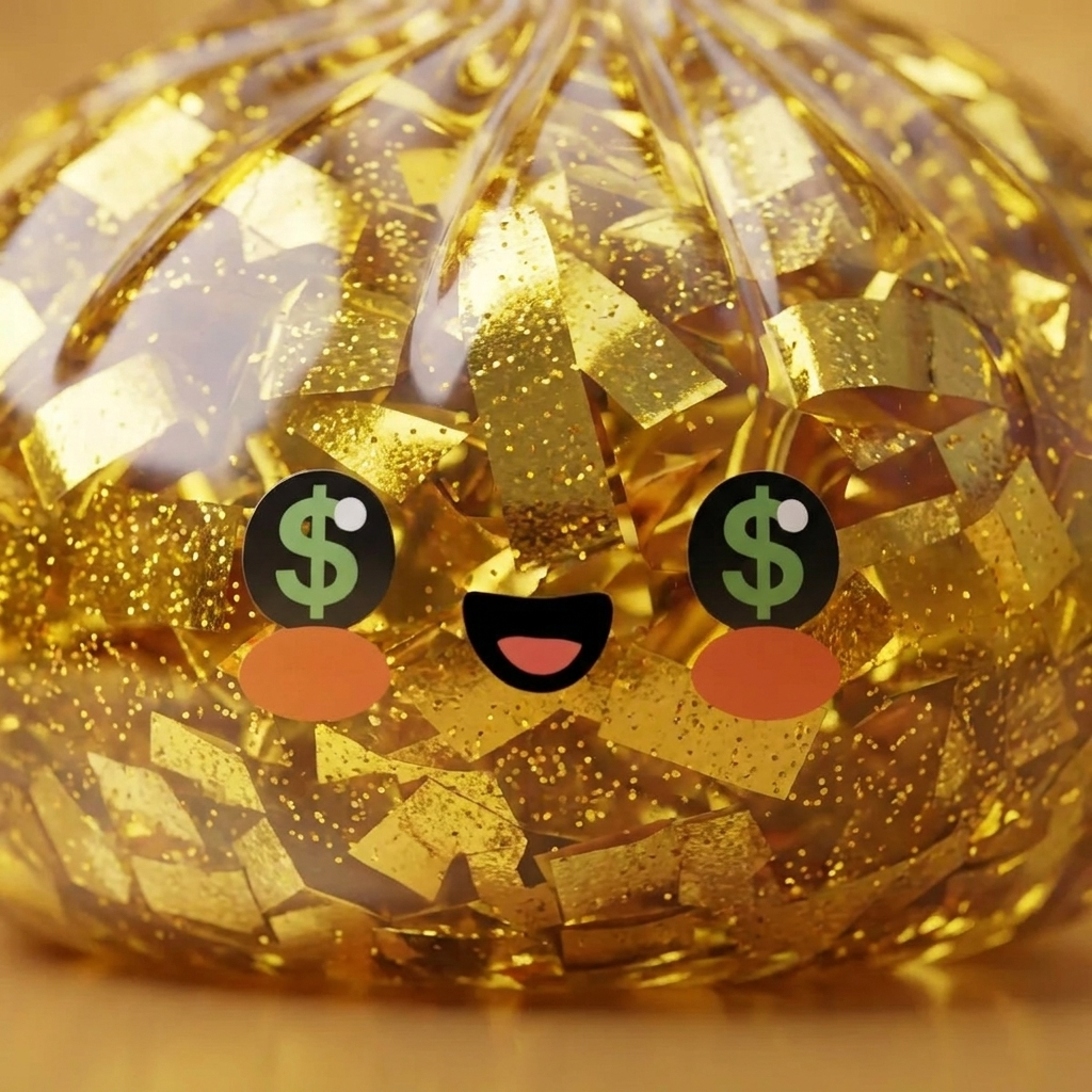 Gold Dumpling Squishy Édition Rare — gros plan macro sur la texture