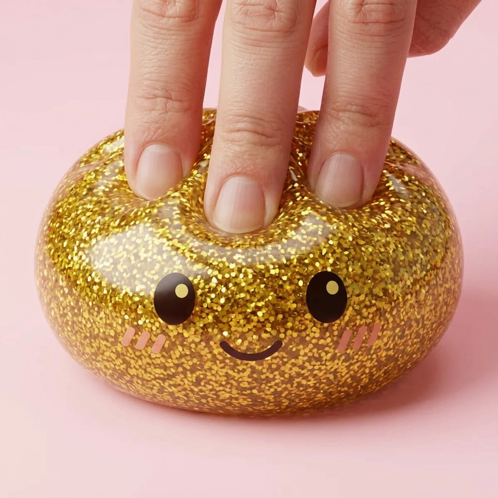 Glitter Dumpling Squishy Or Luxueux — effet slow-rise, la mousse regonfle