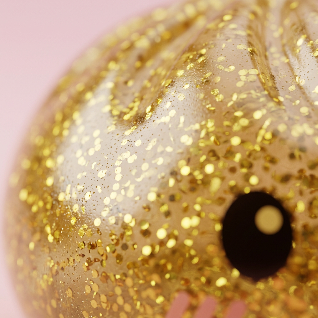 Glitter Dumpling Squishy Or Luxueux — gros plan macro sur la texture
