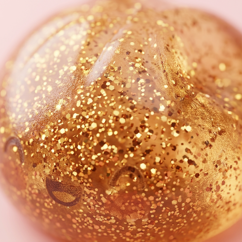 Dumpling Squishy Glitter Or Unique Trésor — gros plan macro sur la texture