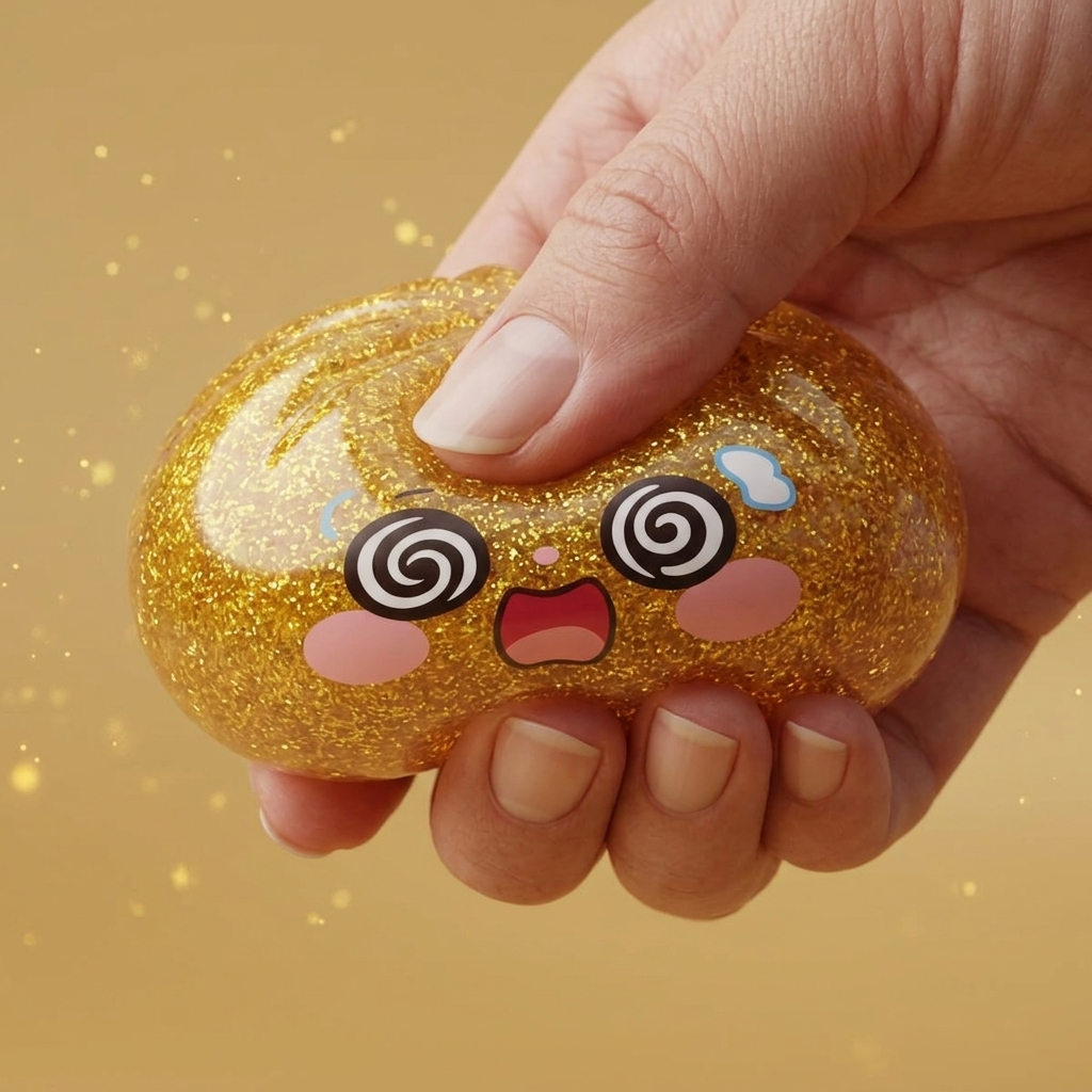 Gold Dumpling Squishy Doré Chance — effet slow-rise, la mousse regonfle