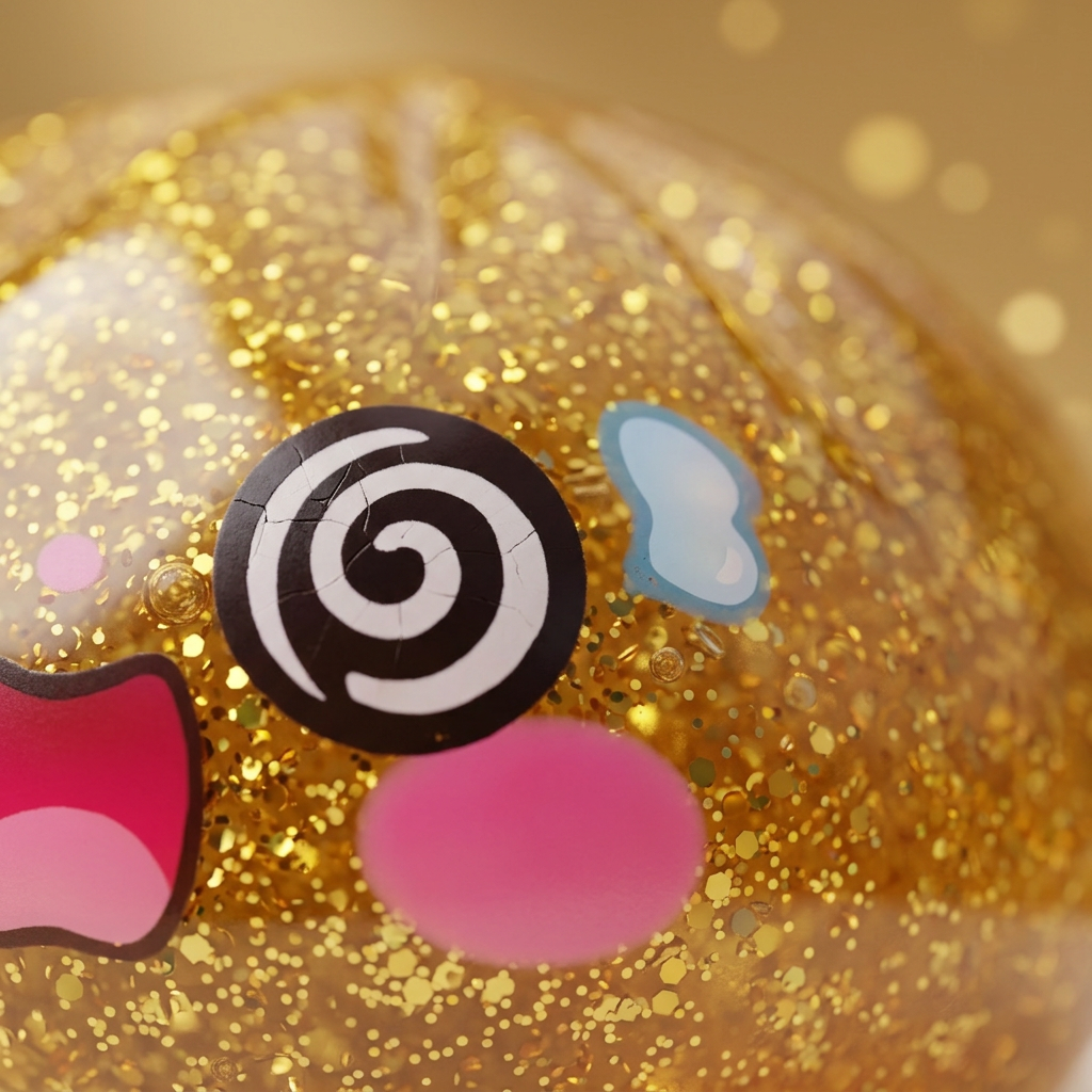 Gold Dumpling Squishy Doré Chance — gros plan macro sur la texture