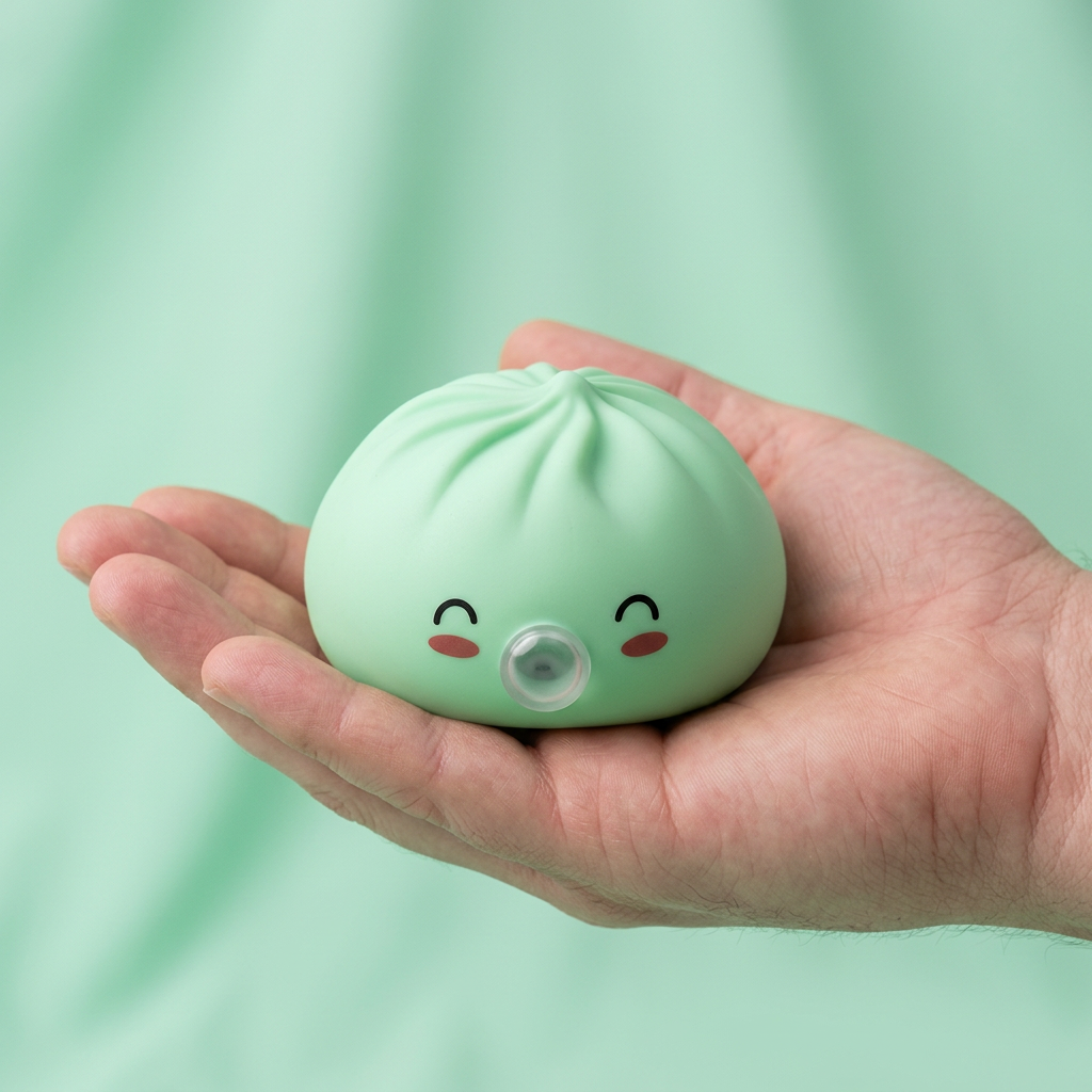 Squishy Dumpling Matcha Vert Rare Blow tenu en main, taille réelle