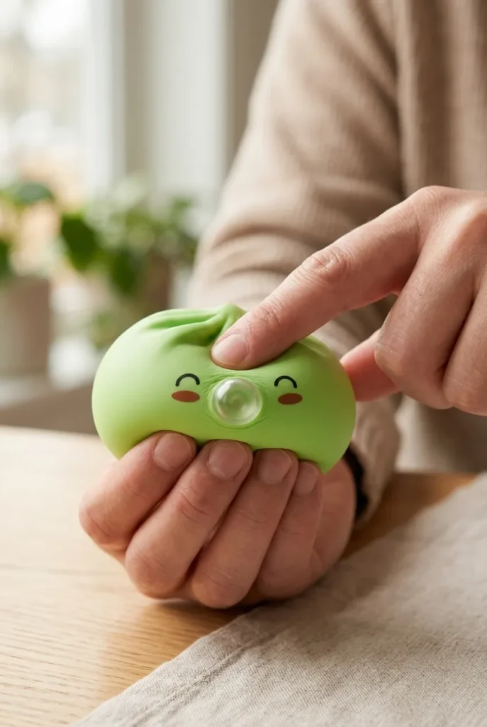 Squishy Dumpling Matcha Vert Rare Blow pressé dans la main — effet squishy slow-rise