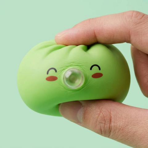 Squishy Dumpling Matcha Vert Rare Blow pressé dans la main, matière squishy