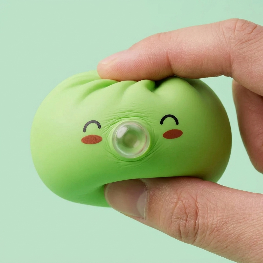 Squishy Dumpling Matcha Vert Rare Blow pressé dans la main, matière squishy