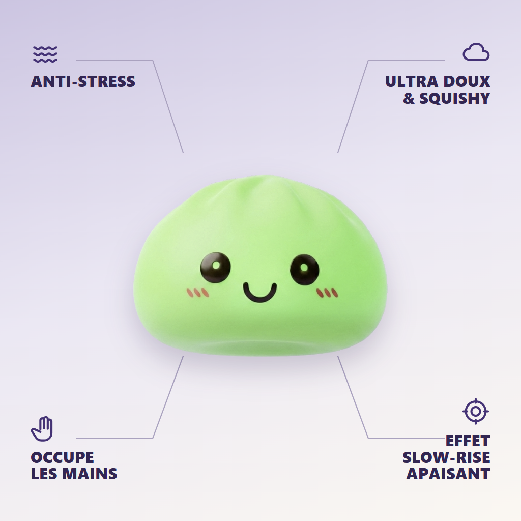 Veilleuse Dumpling Squishy Verte Lumineuse — anti-stress, ultra doux, effet slow-rise