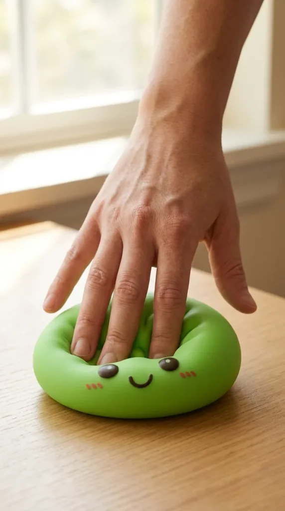 Veilleuse Dumpling Squishy Verte Lumineuse pressé dans la main — effet squishy slow-rise