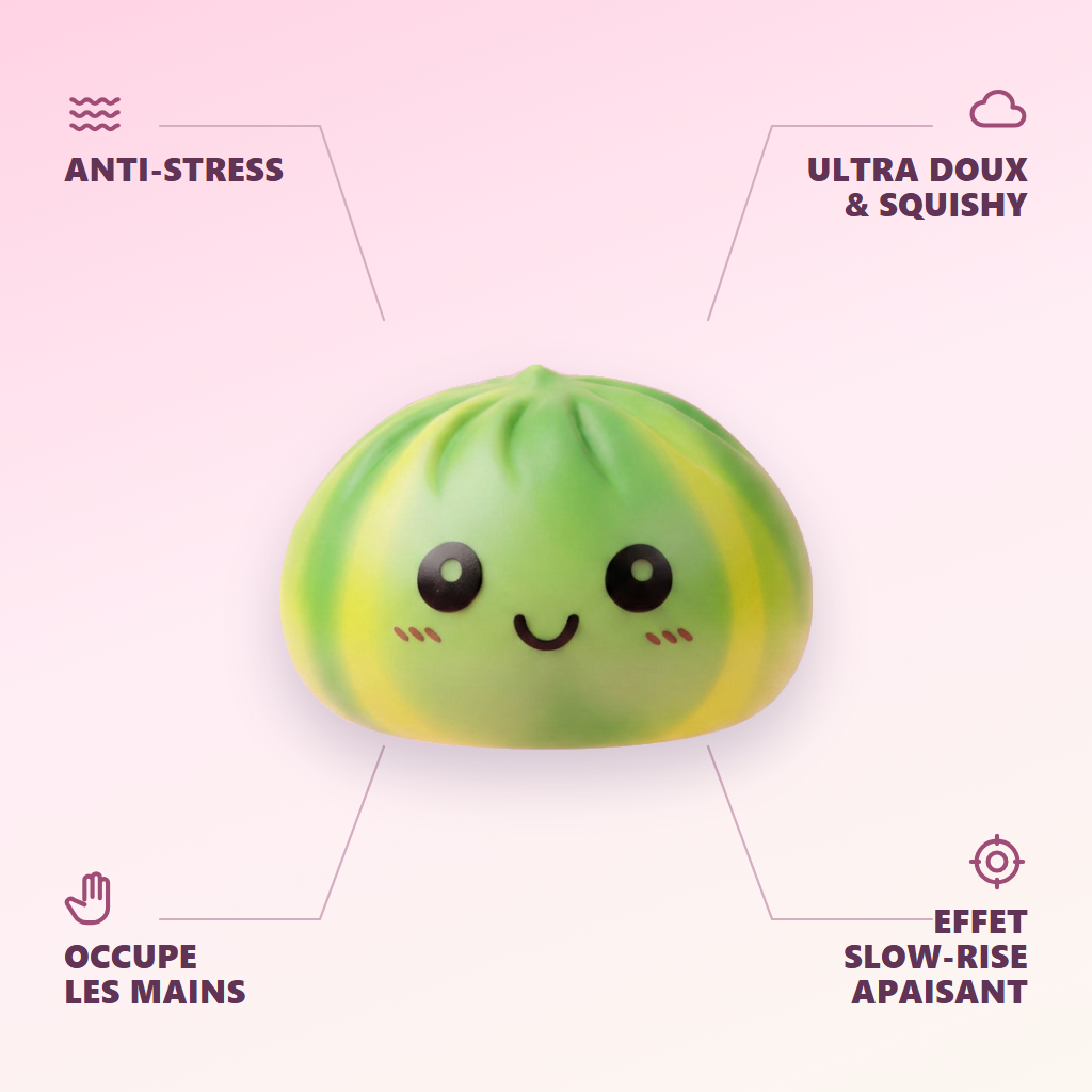 Squishy Dumpling Tie Dye Vert Tourbillon — anti-stress, ultra doux, effet slow-rise