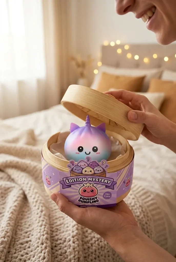 Déballage du Jumbo Dumpling Squishy Licorne Arc-en-ciel — la boîte panier vapeur s'ouvre