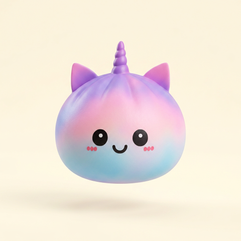 Jumbo Dumpling Squishy Licorne Arc-en-ciel — le squishy rare de la mystery box