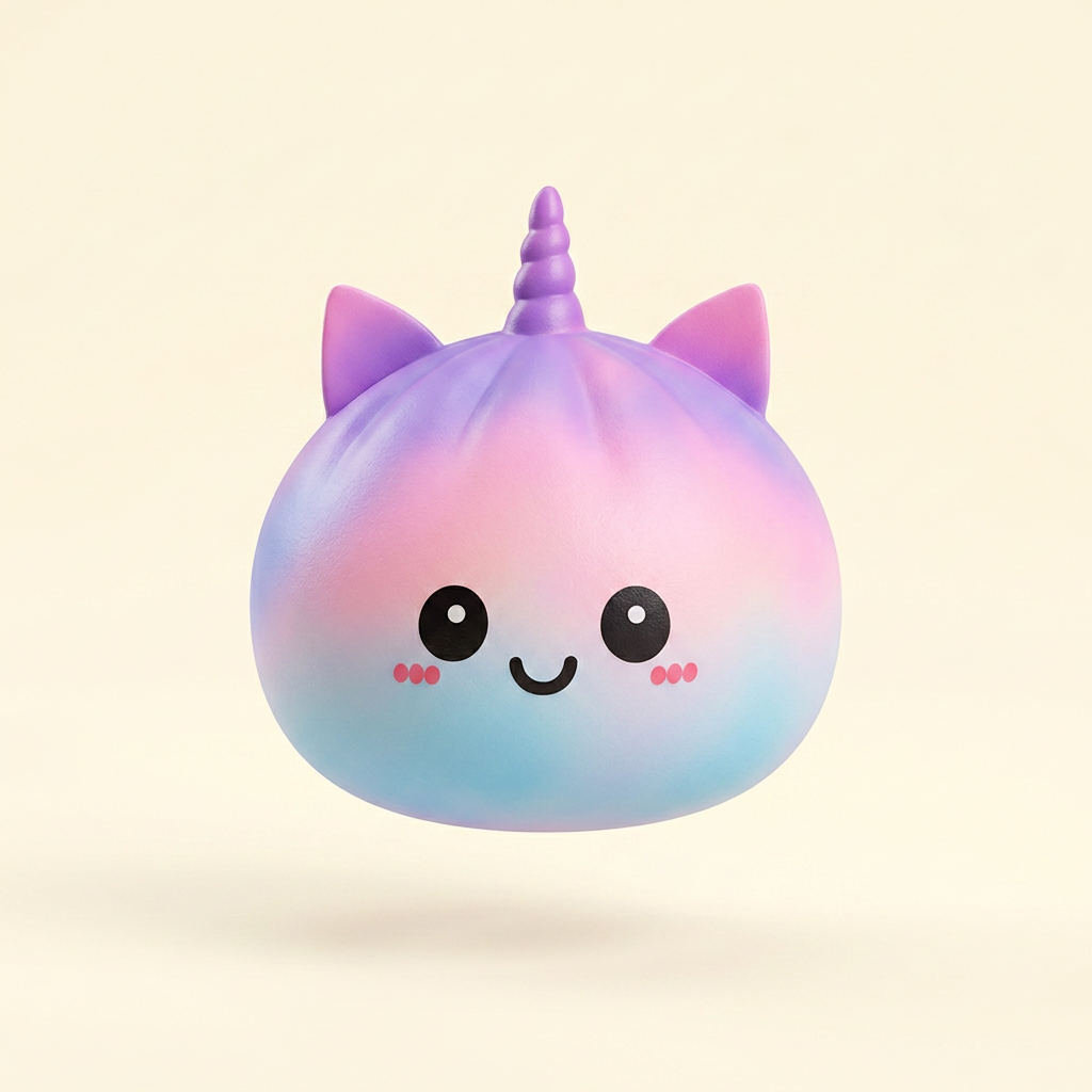 Jumbo Dumpling Squishy Licorne Arc-en-ciel — le squishy rare de la mystery box