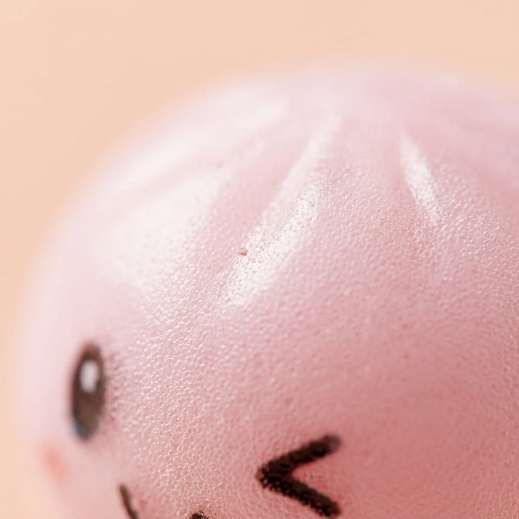 Dumpling Squishy Porte-Clés Peluche X6 — gros plan macro sur la texture