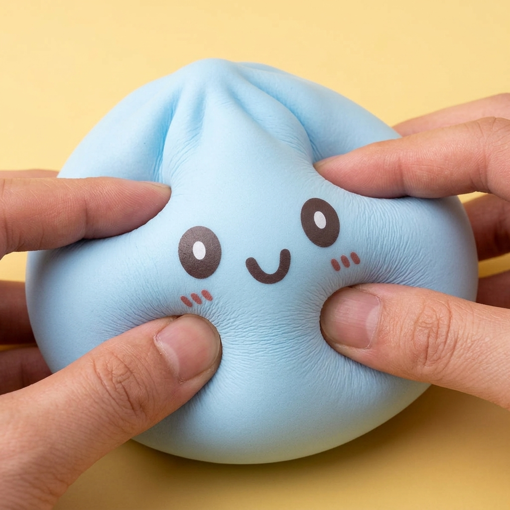 Squishy Dumpling Bleu Géant Jumbo — effet slow-rise, la mousse regonfle